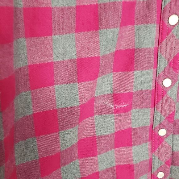 PINK Gray Grey Buffalo Plaid Jacket Shacket Medium - Picture 5 of 7